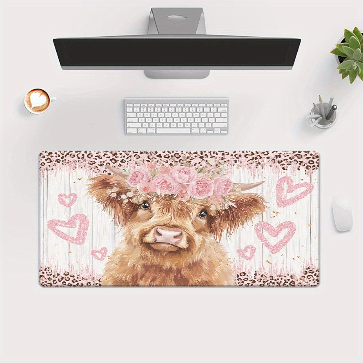 Highland Cow Desk Mat Pink Flo - đánh giá và giá Cow Mat Rubber