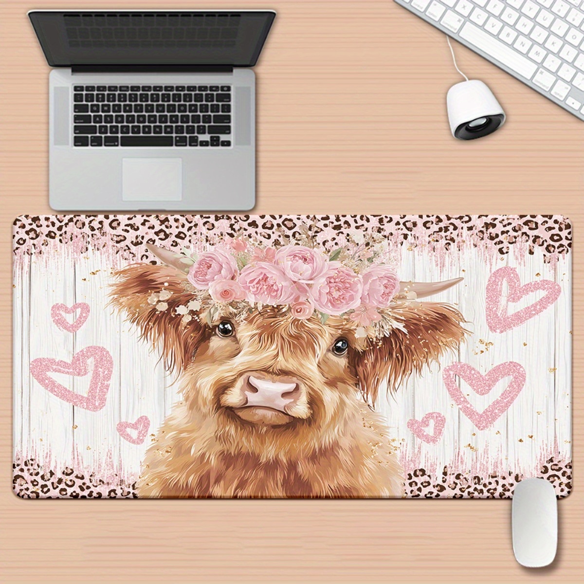 Highland Cow Desk Mat Pink Flo - đánh giá và giá Cow Mat Rubber